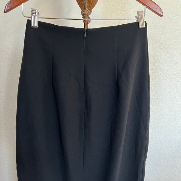 Top World Size M Black Gold-Tone Chain-Link Embellished Front Slit Maxi Skirt - Picture 6 of 8